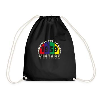 Jahrgang 1959 Retro - Bursdag - Turnbeutel - Schwarz - Vorne