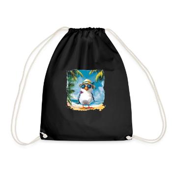 Drôle d’oiseau part en vacances sous les palmiers - Sac de sport léger - noir - Devant