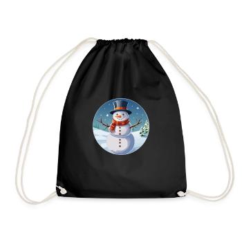 Schneemann in Winterlandschaft - Turnbeutel - Schwarz - Vorne