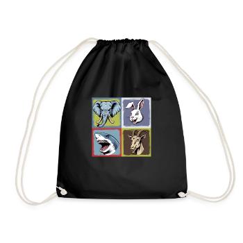 Popart Elefant Hase Hai Ziegenbock Smile Horror - Turnbeutel - Schwarz - Vorne