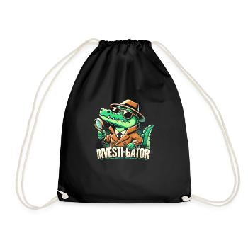 Investi-Gator - Funny Alligator Detective Design - Drawstring Bag - black - Front