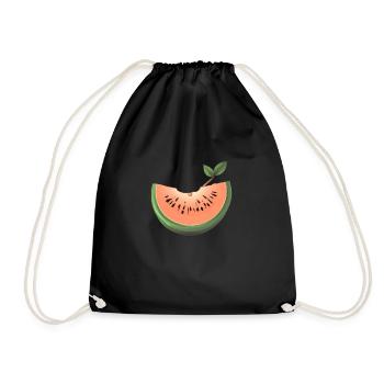 Wassermelone Melone Frucht Obst - Turnbeutel - Schwarz - Vorne