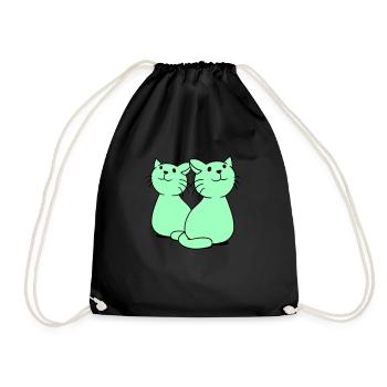 Deux chats heureux 2 amis Couple Équipe Couple - Sac de sport léger - noir - Devant