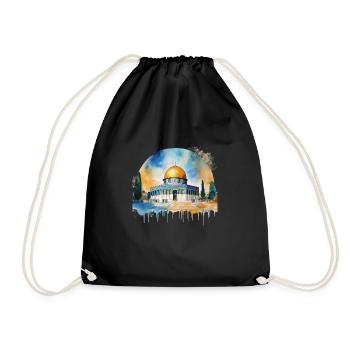 Iconic Dome of the Rock Illustration - Drawstring Bag - black - Front