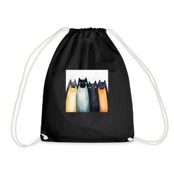 Chats souriants - Sac de sport léger - noir - Devant
