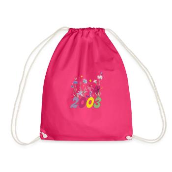 Year of birth 2003 wildflowers - Drawstring Bag - fuchsia - Front