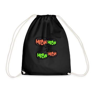 Meow Katze Miau Buchstaben Sprechblase Text Zitat - Turnbeutel - Schwarz - Vorne
