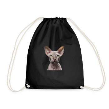 Sphynx Cat - Drawstring Bag - black - Front
