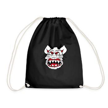 Démon Monstre Chat Halloween Horreur Cornes de Diable - Sac de sport léger - noir - Devant