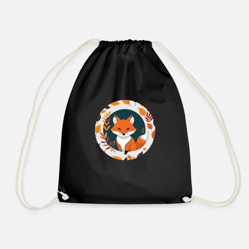Fox in Autumn #9 - Drawstring Bag - black