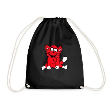 Chat Plisse les yeux Drôle Fou Langue Sortie Grimace - Sac de sport léger - noir - Devant