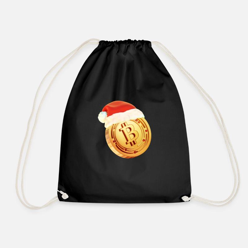 Weihnachtliches Bitcoin Design – Krypto Weihnachts - Turnbeutel - Schwarz