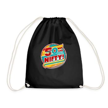 50 und immer noch raffiniert! - Retro zum 50. Geburtstag - Turnbeutel - Schwarz - Vorne