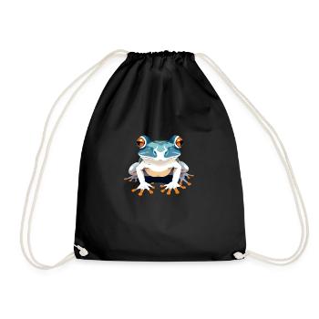 Frog Vector Art with Vibrant Colors Illustration - Drawstring Bag - black - Front