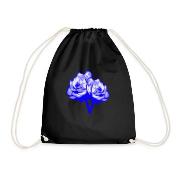Zwei Schöne Rose Blüte Blatt 2 Röschen Rosenstrauß - Turnbeutel - Schwarz - Vorne