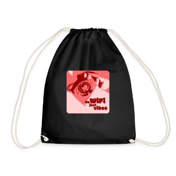 No Wifi, just Vibes - Drawstring Bag - black - Front
