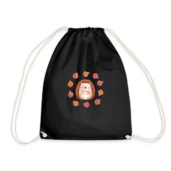 Sweet Hedgehog in Autumn Foliage - Cozy - Drawstring Bag - black - Front