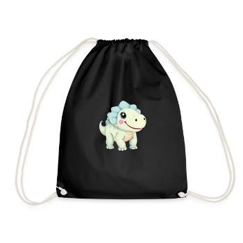 Niedlicher Cartoon-Dinosaurier mit freundlichem Lächeln - Turnbeutel - Schwarz - Vorne