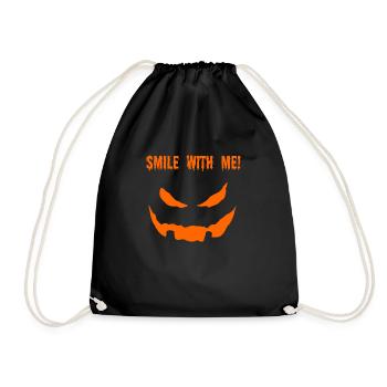 Halloween Smile With Me Gruseliges Gesicht - Turnbeutel - Schwarz - Vorne