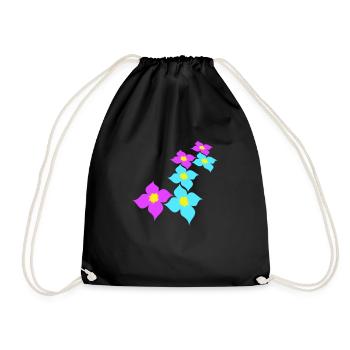 Many Pretty Flowers Colorful Decorative Pattern Beautiful - Drawstring Bag - black - Front