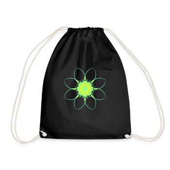 Green Beautiful Flower Tribal Lines Tattoo Design - Drawstring Bag - black - Front
