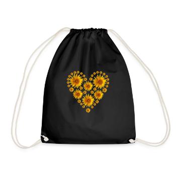 Sunflowers - Heart - Drawstring Bag - black - Front