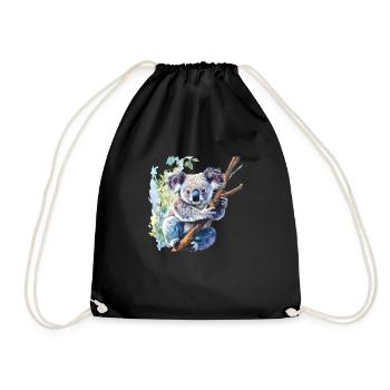The koala bear looks cute - Drawstring Bag - black - Front