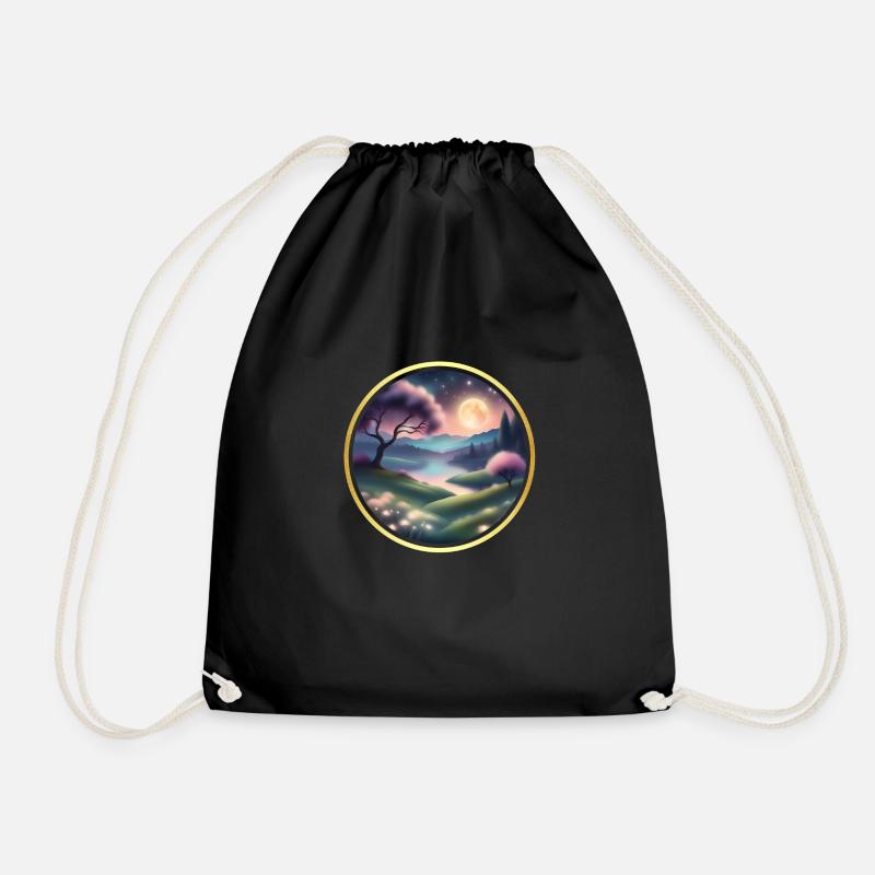 Dream of a night in spring - Drawstring Bag - black