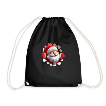 Santa in the hole from the front 3 - Drawstring Bag - black - Front