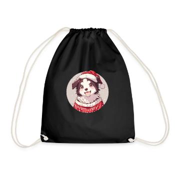 Christmas motif with Border Collie - Drawstring Bag - black - Front