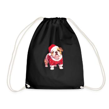 Christmas motif with an American bulldog - Drawstring Bag - black - Front