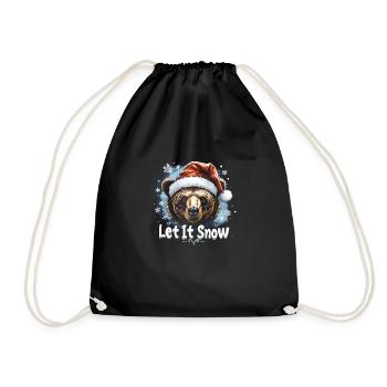 Let It Snow – Christmas Bear Design - Drawstring Bag - black - Front