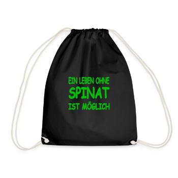 Spinat - Turnbeutel - Schwarz - Vorne