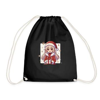 Weihnachtlicher Anime-Charme - Turnbeutel - Schwarz - Vorne