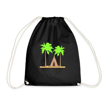 tente palmiers loisirs plage vacances camping-car en plein air - Sac de sport léger - noir - Devant