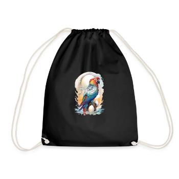 Papagei Wasserfarbe - Turnbeutel - Schwarz - Vorne