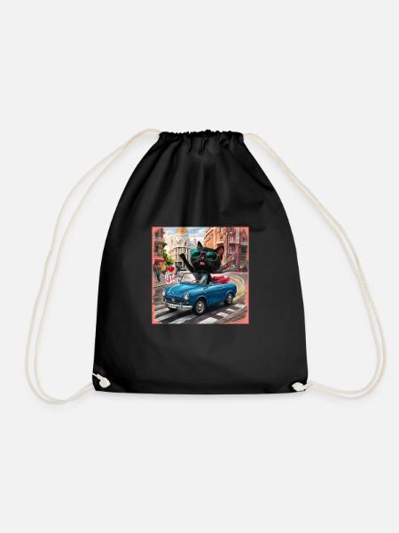 Cat on tour - I love Spain! - Madrid - Drawstring Bag - black