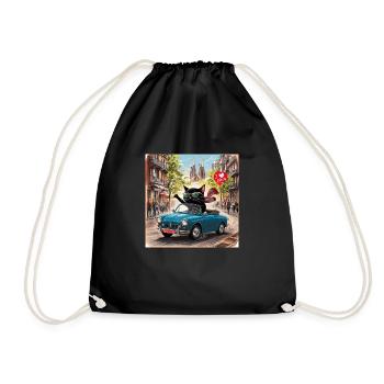Cat on tour - I love Spain! - Barcelona - Drawstring Bag - black - Front