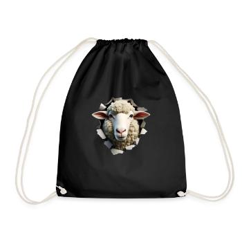 Sheep Head in Hole 1 - Drawstring Bag - black - Front