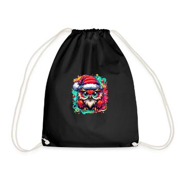 Christmas Owl Owl Christmas - Drawstring Bag - black - Front