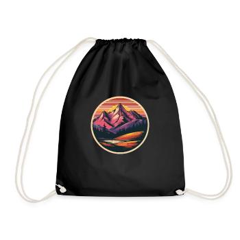 Retro Mountains Landscape - Drawstring Bag - black - Front