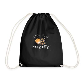 J’peux pas j’ai moules frites - idée cadeau moules - Sac de sport léger - noir - Devant