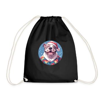 Christmas motif with a Staffy - Drawstring Bag - black - Front
