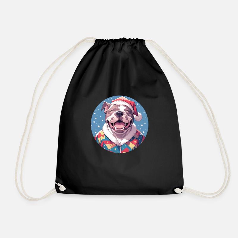 Weihnachtsmotiv mit einem Staffy - Turnbeutel - Schwarz