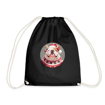 Christmas motif with an English bulldog - Drawstring Bag - black - Front
