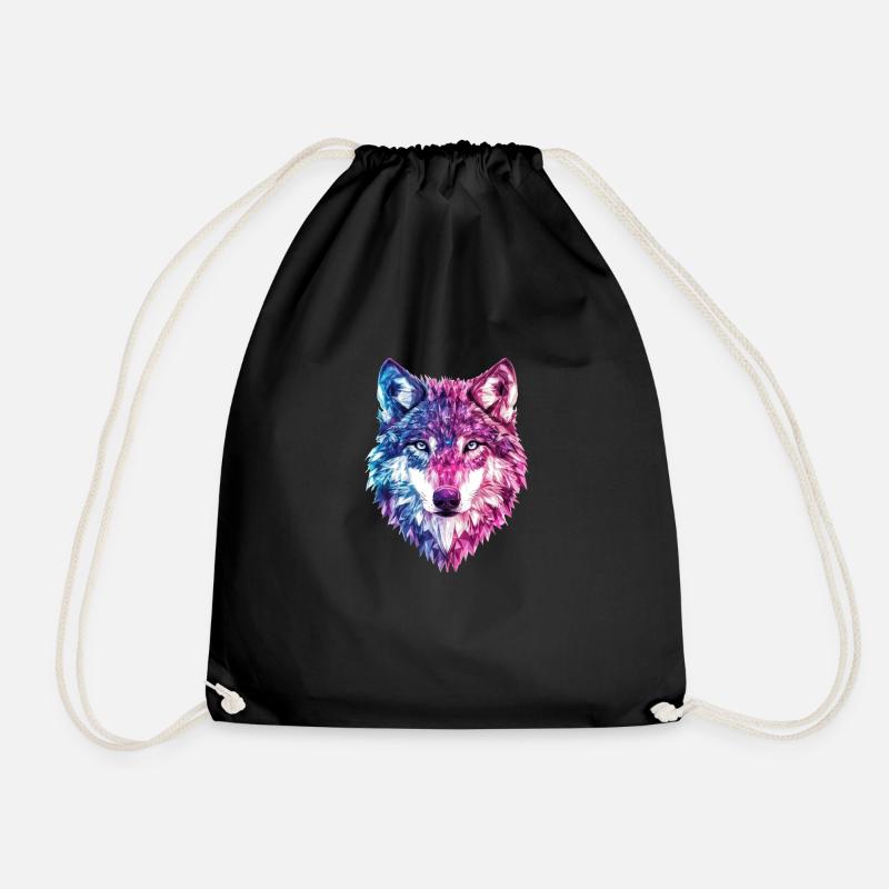 Wolf Kristalle Fantasy - Turnbeutel - Schwarz