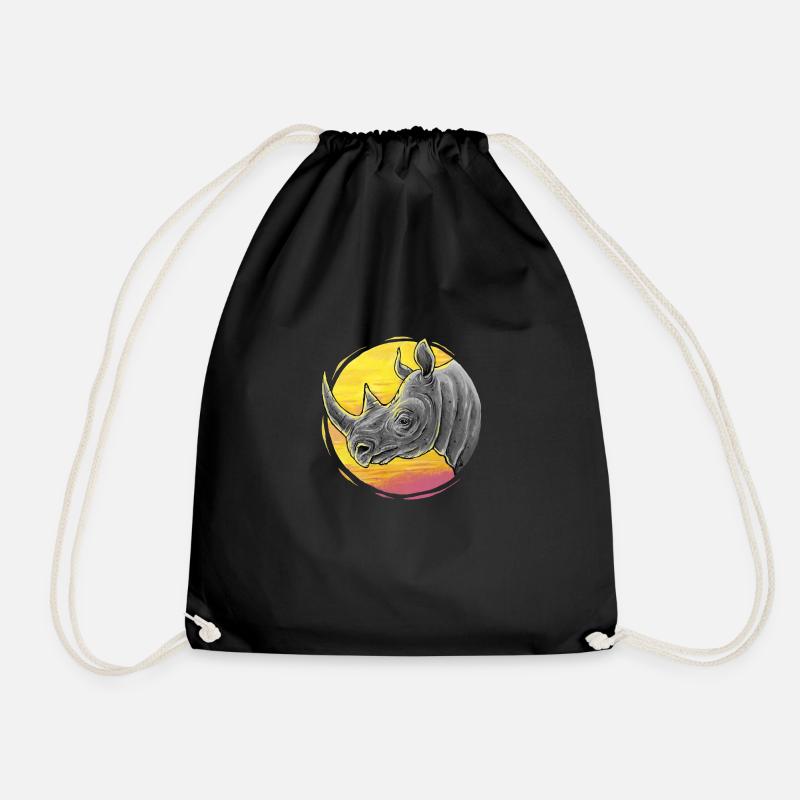 Rhino - Drawstring Bag - black