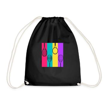 Tennis rétro - idée cadeau tennis - Sac de sport léger - noir - Devant