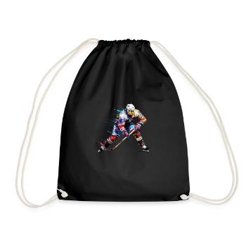 Hockey Player Sport Game Champion Competition - Drawstring Bag - black - Front