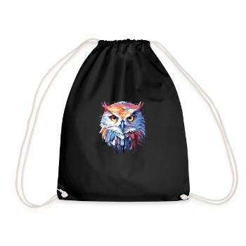Owl Bird Animal Nature Freedom Wildlife Abstract - Drawstring Bag - black - Front